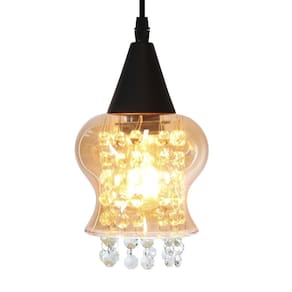 Lustre Pendente Taschibra Cristal Aisha Liso Conhaque Preto