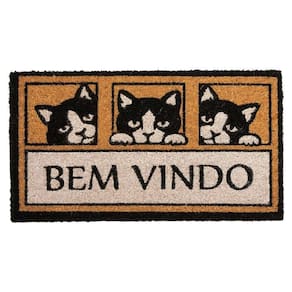 Capacho Fibra De Coco Estampado 31 Bege-preto 0,33x0,60m