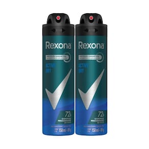 Kit 2 Desodorante Rexona Men Active Dry Aerosol Antitranspirante 72h 150ml