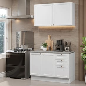 Armário de Cozinha Compacta 120 cm Branco Vik Madesa 01
