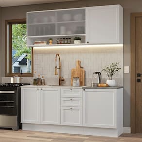 Armário de Cozinha Compacta 180 cm Branco Vik Madesa 03