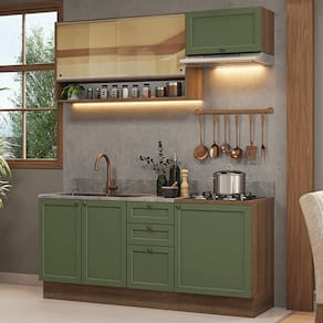 Armário de Cozinha Completa 180 cm Rustic/Verde Vik Madesa 05
