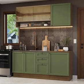 Armário de Cozinha Compacta 180 cm Rustic/Verde Vik Madesa 04