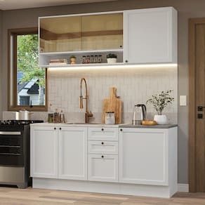 Armário de Cozinha Compacta 180 cm Branco Vik Madesa 04