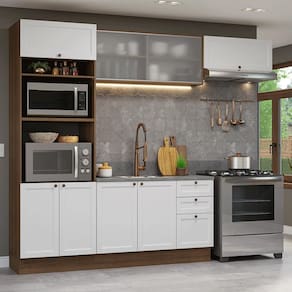 Armário de Cozinha Completa 270 cm Rustic/Branco Vik Madesa 03