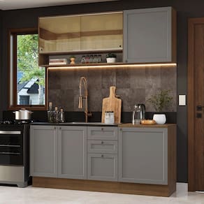 Armário de Cozinha Compacta 180 cm Rustic/Cinza Vik Madesa 04