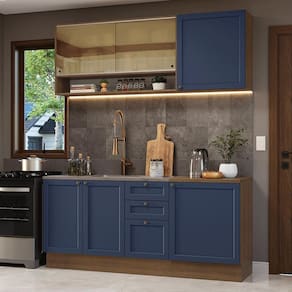 Armário de Cozinha Compacta 180 cm Rustic/Azul Vik Madesa 04