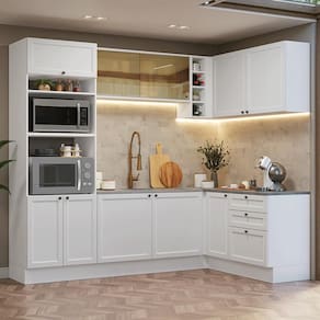 Armário de Cozinha Completa de Canto 399 cm Branco Vik Madesa 02