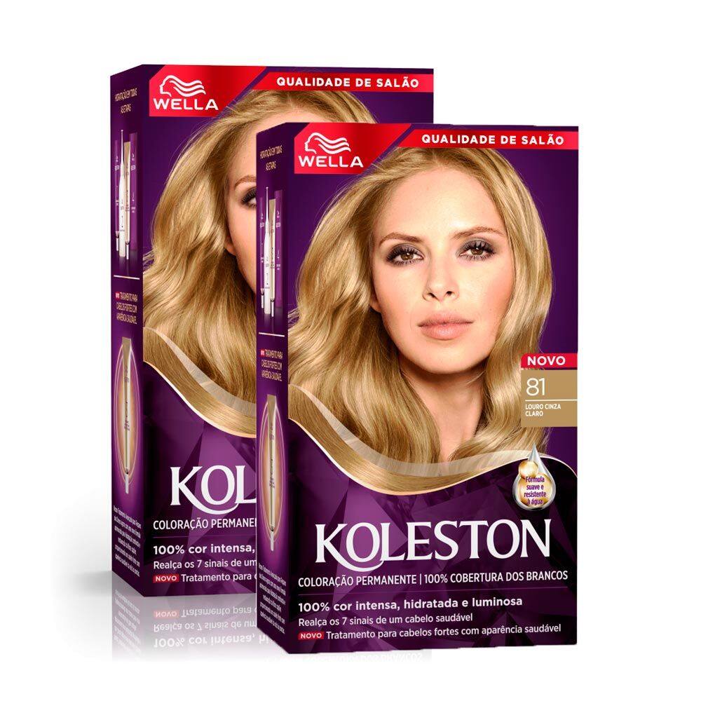 Kit 2 Tintura Creme Koleston Wella Louro Cinza Claro 81