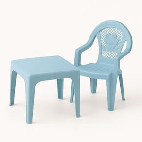 Kit Mesinha + Poltroninha Azul Infantil Estudo, Brincadeiras