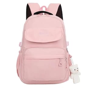 Mochila Unissex Reforçada Impermeável Para Notebook 15.6 Faculdade Escola Passeio Com Pelúcia Rosa Unissex