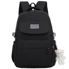 Mochila Unissex Reforçada Impermeável Para Notebook 15.6 Faculdade Escola Passeio Com Pelúcia Preto Unissex