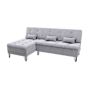Sofá Cama e Chaise 3 lugares 200cm Nice Cinza Matrix