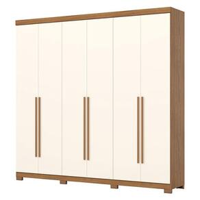 Guarda Roupa Casal Pétrus 6 Portas 4 Gavetas com Pés Nature Off White - Henn