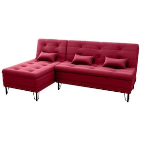 Sofá Cama e Chaise 3 lugares 200cm Nice Vinho Matrix
