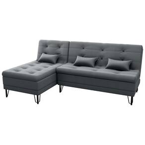 Sofá Cama e Chaise 3 lugares 200cm Nice Cinza Matrix