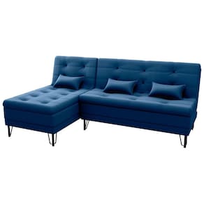Sofá Cama e Chaise 3 lugares 200cm Nice Azul Matrix