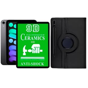 Capa Giratória Para Galaxy Tab S10+ Plus X826 X820 + Película de Cerâmica 9D - Armyshield