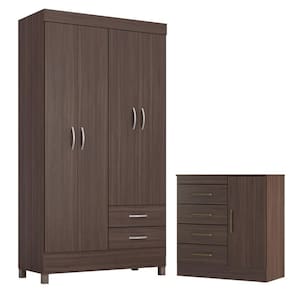 Guarda Roupa Solteiro Astro com Cômoda Montevidéu Café Touch - Demóbile