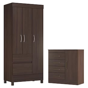Guarda Roupa Solteiro Wind com Cômoda Montevidéu Café Touch - Demóbile
