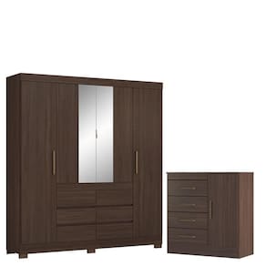 Guarda Roupa Casal Cádis com Cômoda Montevidéu Café Touch -Demóbile