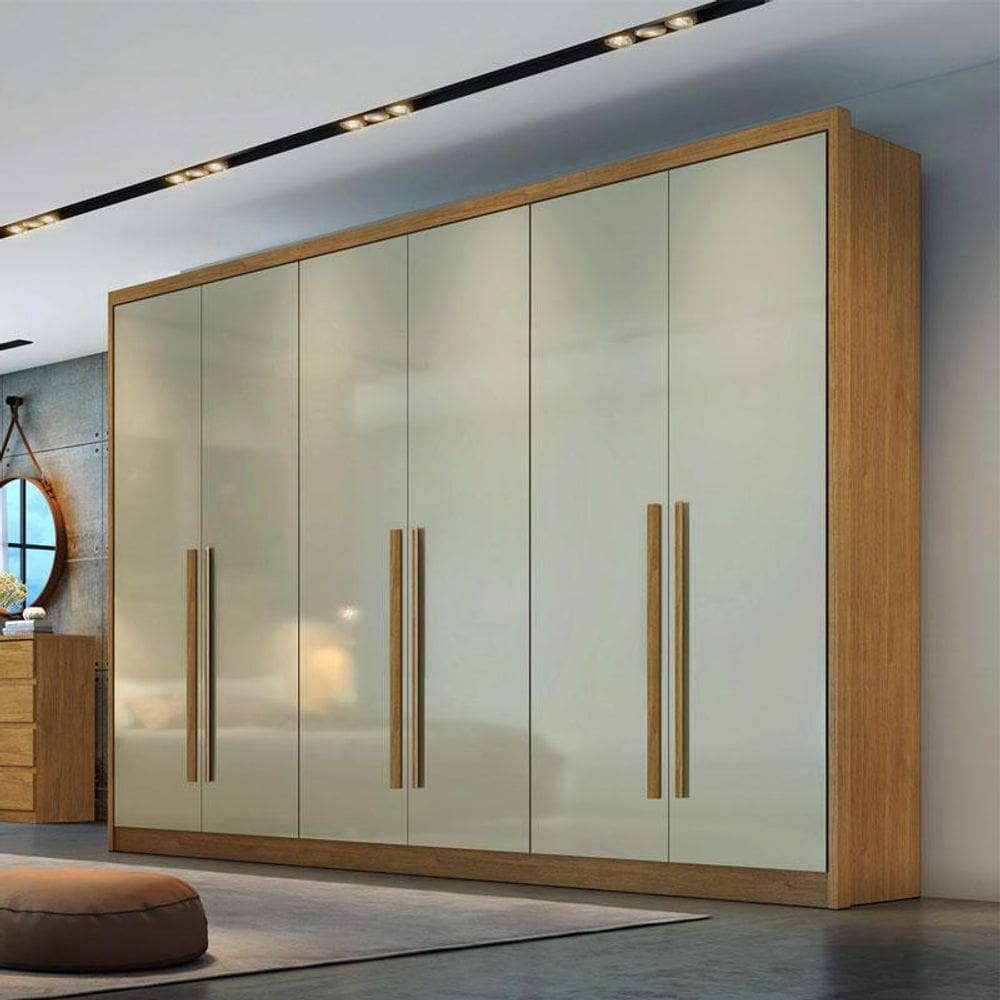 Guarda Roupa Casal Ambiente Livorno 6 Portas 8 Gavetas Cumaru 25 Fendi - Novo Horizonte