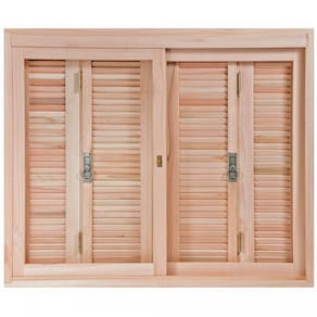 Janela com Veneziana Pantográfica e Caixilhos para Vidros Lisos de Correr 120x150cm Rondosul Natural