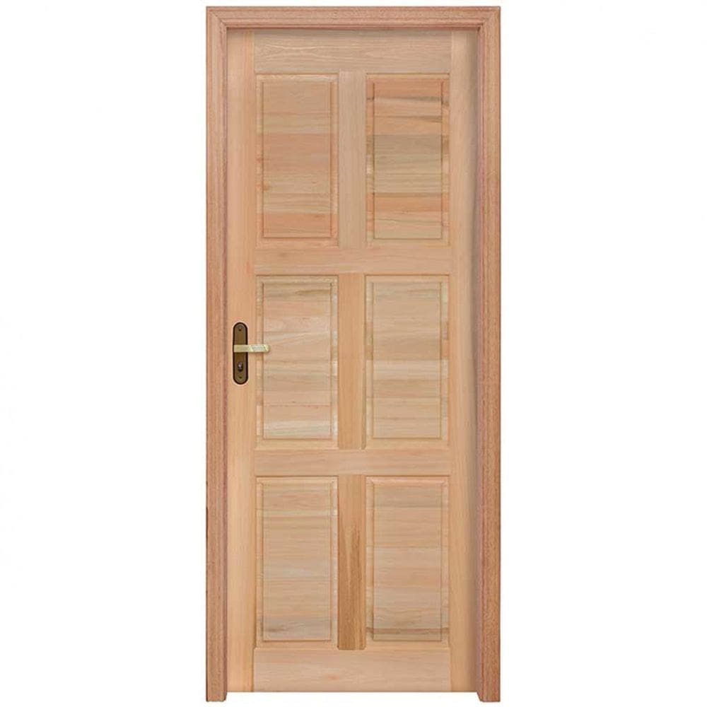 Porta de Almofadas com Marco, Fechadura e Guarnições Rondosul Natural