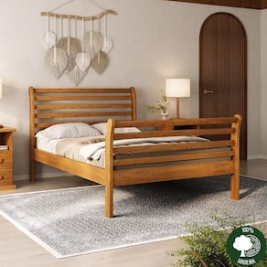 Cama Gondola 90 em Madeira Maciça 110cm X 218cm Mogno Mel