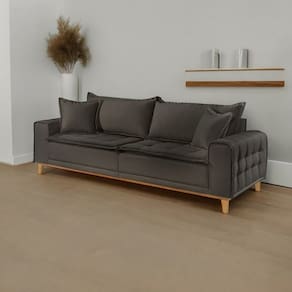 Sofá para Sala de Estar Fixo 4 Lugares Orfeu Luxo Cinza