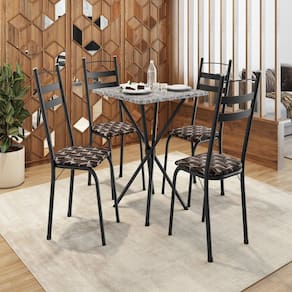 Conjunto de Mesa com 4 Cadeiras Leia Preto/ Palha/ Ocre