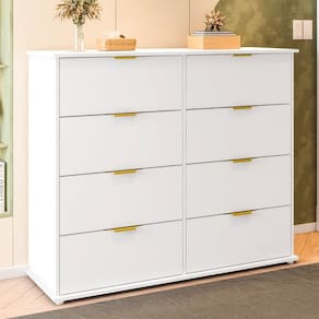 Cômoda para Quarto com 8 Gavetas 135x111cm Florença Branco