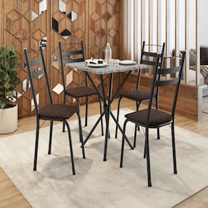 Conjunto de Mesa com 4 Cadeiras Leia Preto/Cacau/Ocre