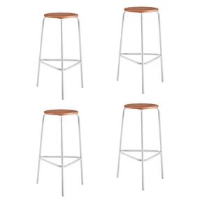 Conjunto 4 Banquetas para Sala de Jantar Cumbuca Branco/Marrom