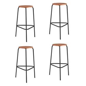 Conjunto 4 Banquetas para Sala de Jantar Cumbuca Preto/Marrom