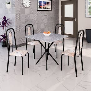 Conjunto para Sala de Jantar com 4 Cadeiras Lívia Bege / Preto