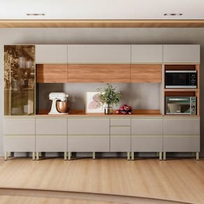 Cozinha Completa 8 Peças 100% Mdf Proença Nogueira/Nude Prime