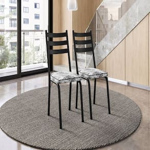 Conjunto com 2 Cadeiras para Cozinha Europa Preto/ Cinza