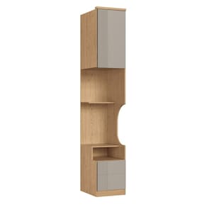 Mesa de Cabeceira Modulada Reto 1 Porta 2 Gavetas Elegance Angelin/Niquel Canelado