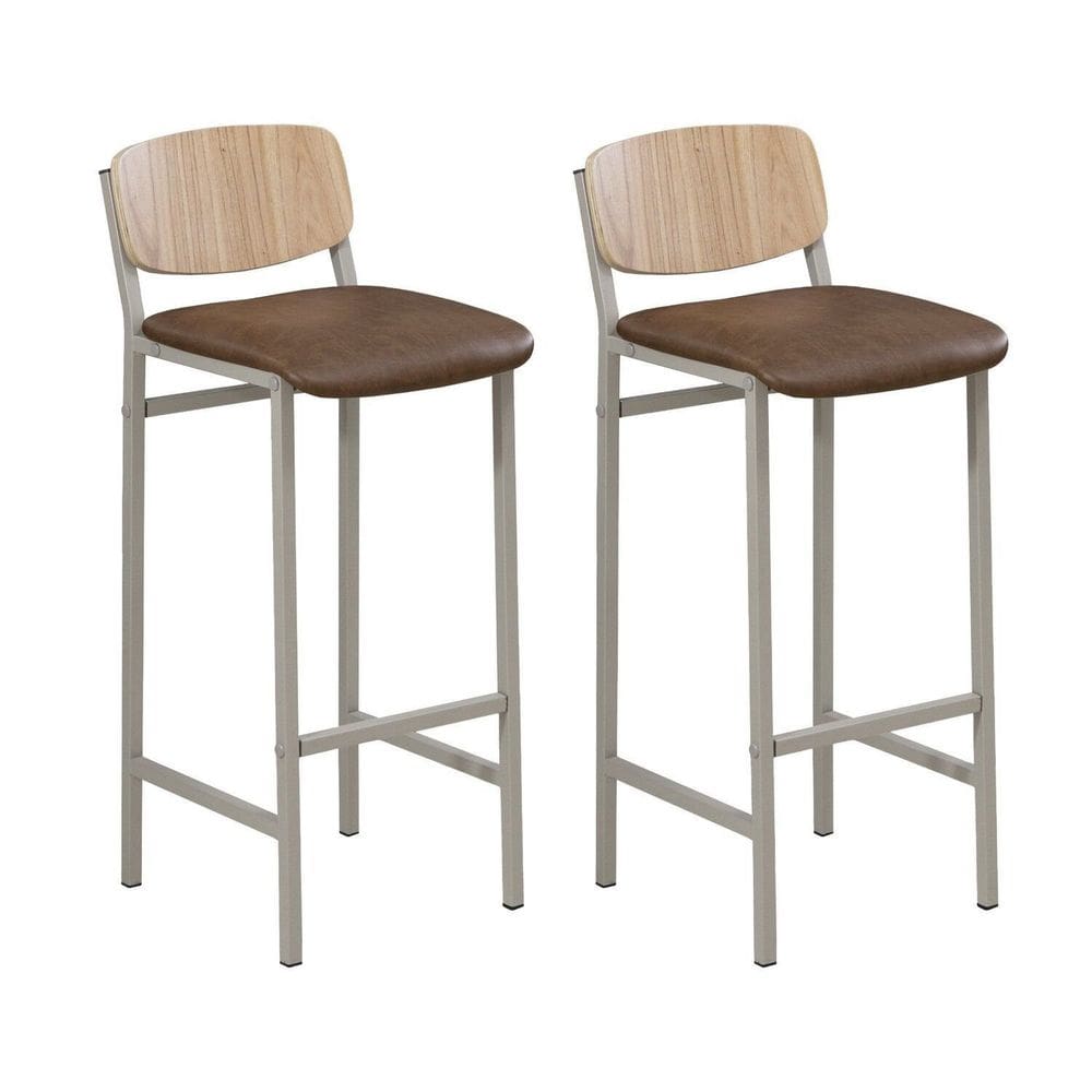 Kit 2 Banquetas para Sala de Jantar Laminadas Confort Marrom / Champanhe