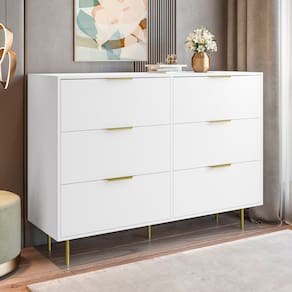 Cômoda para Quarto com 6 Gavetas 135x102cm Safira Branco