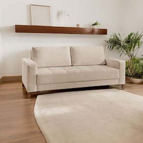 Sofá para Sala de Estar Fixo 4 Lugares Orion Luxo Bege Claro