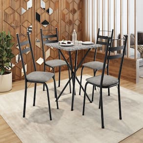 Conjunto de Mesa com 4 Cadeiras Leia Preto/Grafiato/Ocre