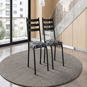 Conjunto com 2 Cadeiras para Cozinha Europa Preto/ Mosaico Silver