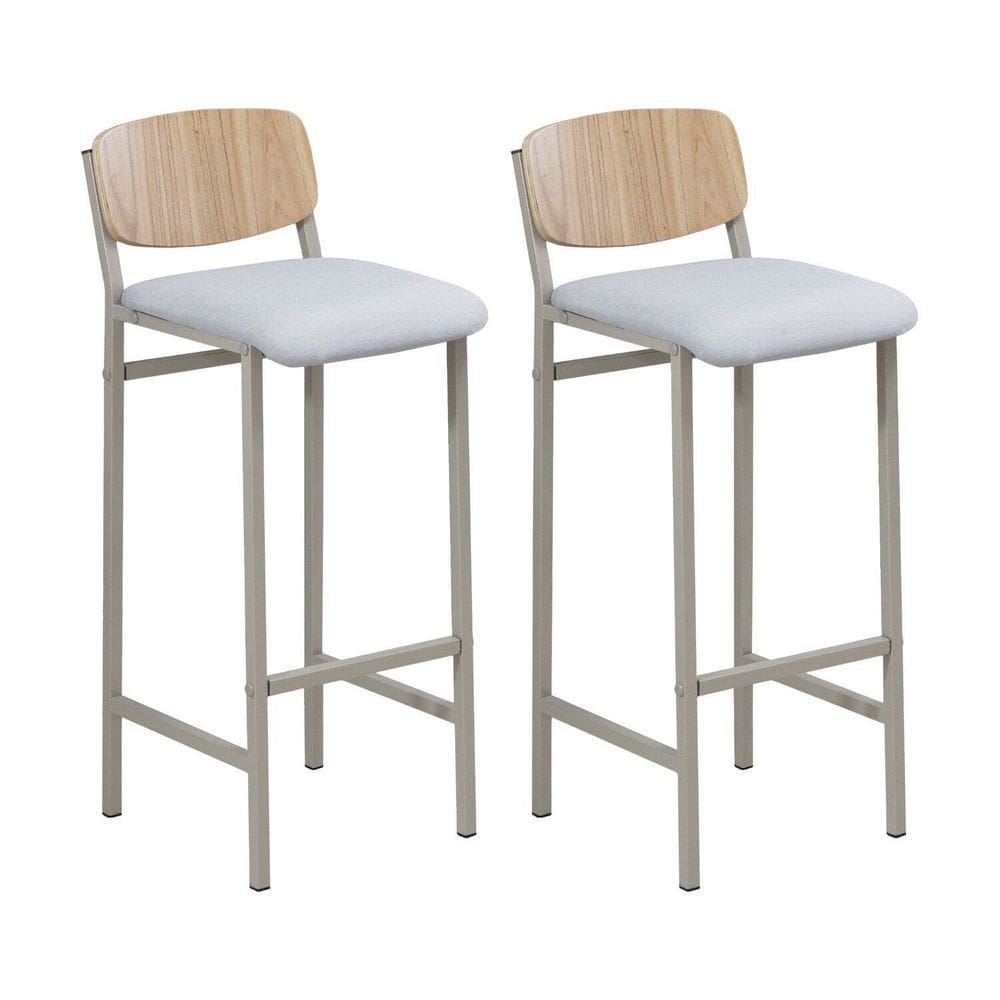 Kit 2 Banquetas para Sala de Jantar Laminadas Confort Cinza / Champanhe