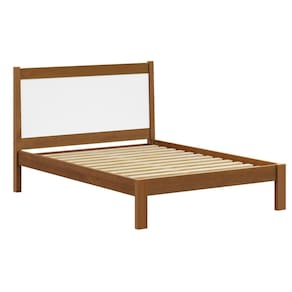 Cama de Casal em Madeira Maciça 150cm X 112cm Modena Amêndoa/Branco