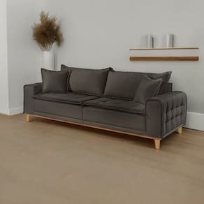 Sofá para Sala de Estar Fixo 4 Lugares Orfeu Luxo Cinza