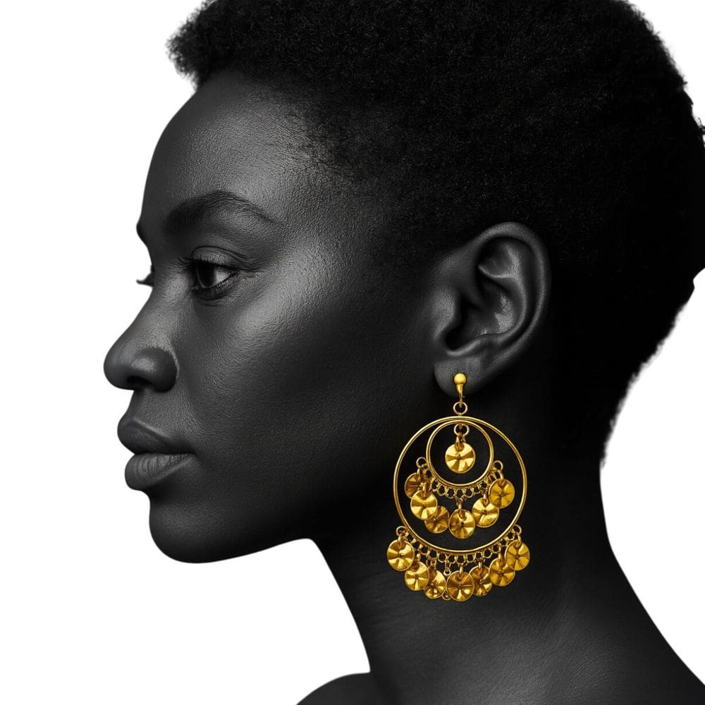 Brinco de Pressão Grande Redondo Dourado ou Prateado Moedas