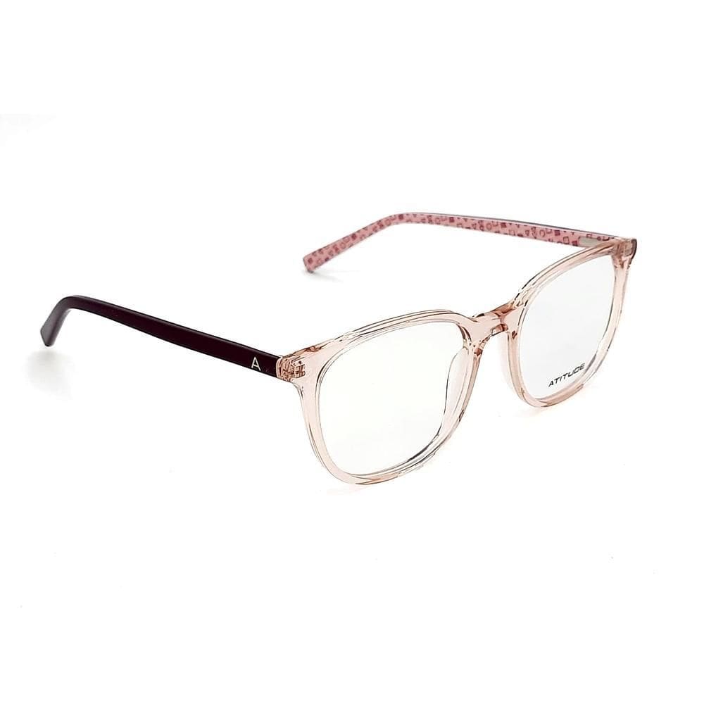 Óculos Armação Atitude At6278 K01 Feminino Quadrado Rosa
