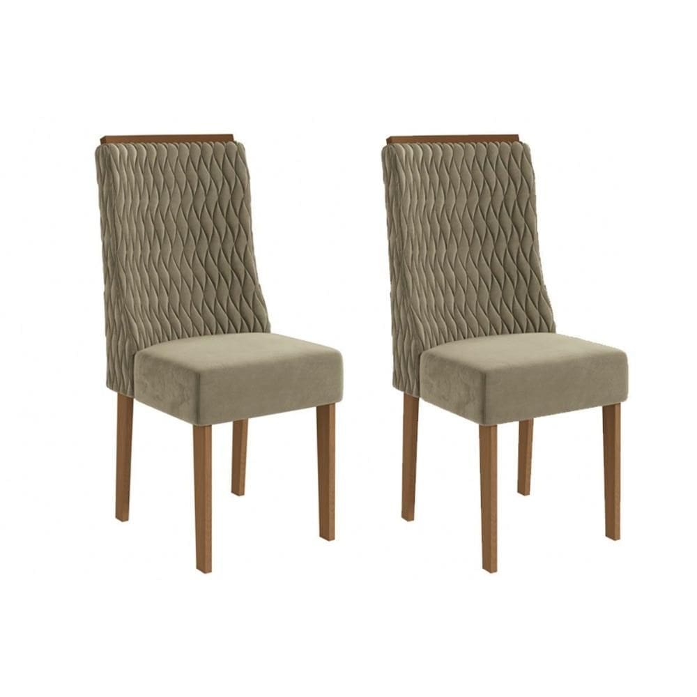 Cadeira de Cozinha Jasmim 2CAD158 Madeirado Kit 2 Un Canela/Suede Bege - Kappesberg